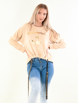 Hanorac Dama PrintVelvet Bej